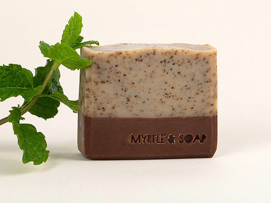 Wholesale - MORNING COFFEE natural soap with ground coffee, peppermint & cocoa. Exfoliating